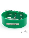 Collar Biothane Gold ancho cinta 3,8 cm Personalizado verde