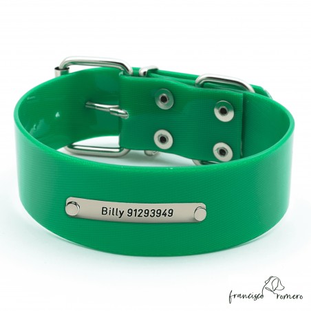 Collar Biothane Gold ancho cinta 3,8 cm Personalizado