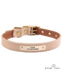Collar doble piel vaquetilla latón personalizado Natural para perro