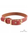 Collar doble piel herrajes de latón personalizado Rojo para perro