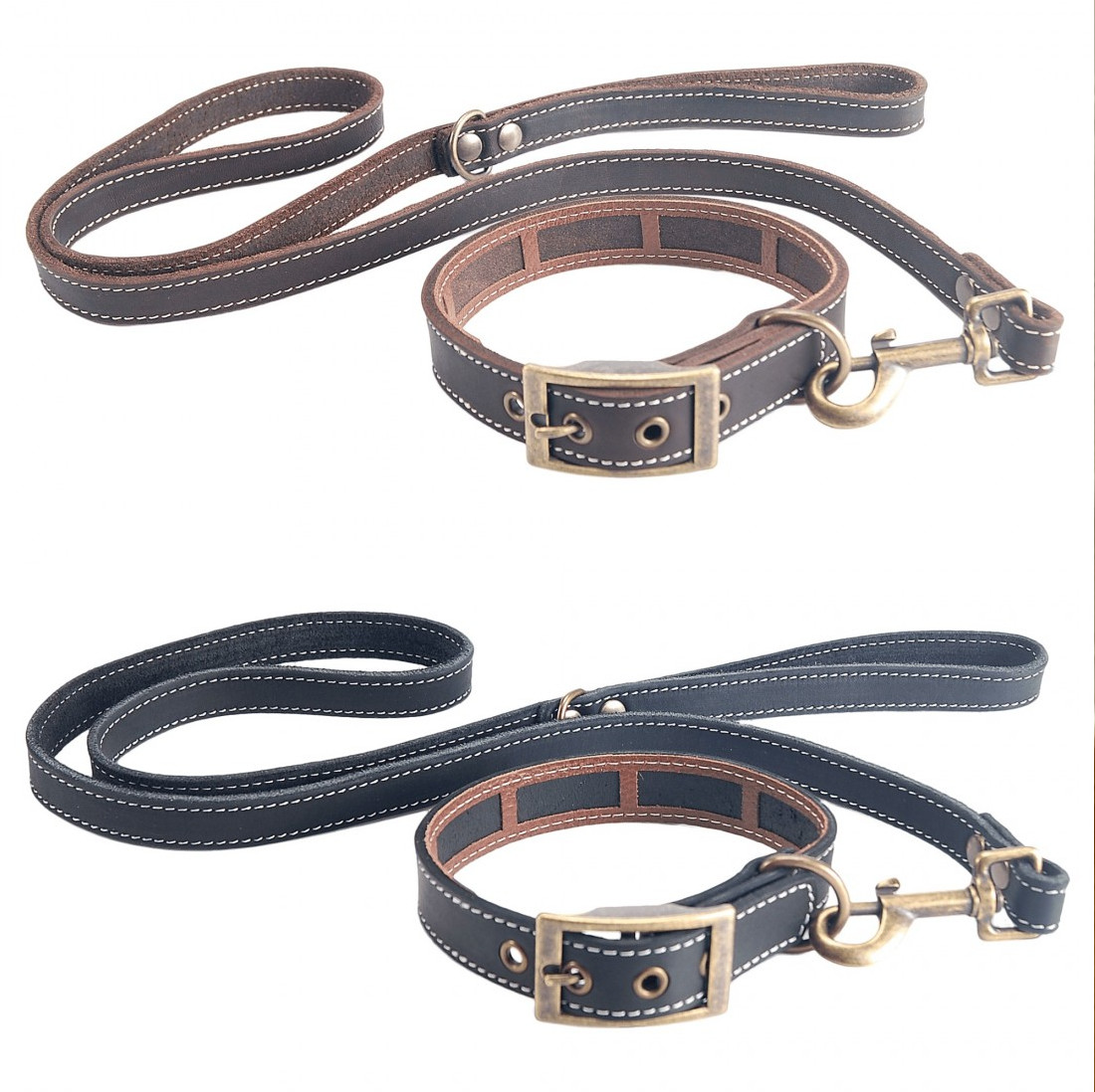 Colección Piel Funda Antiparasitaria Hebilla Oro Viejo para perros