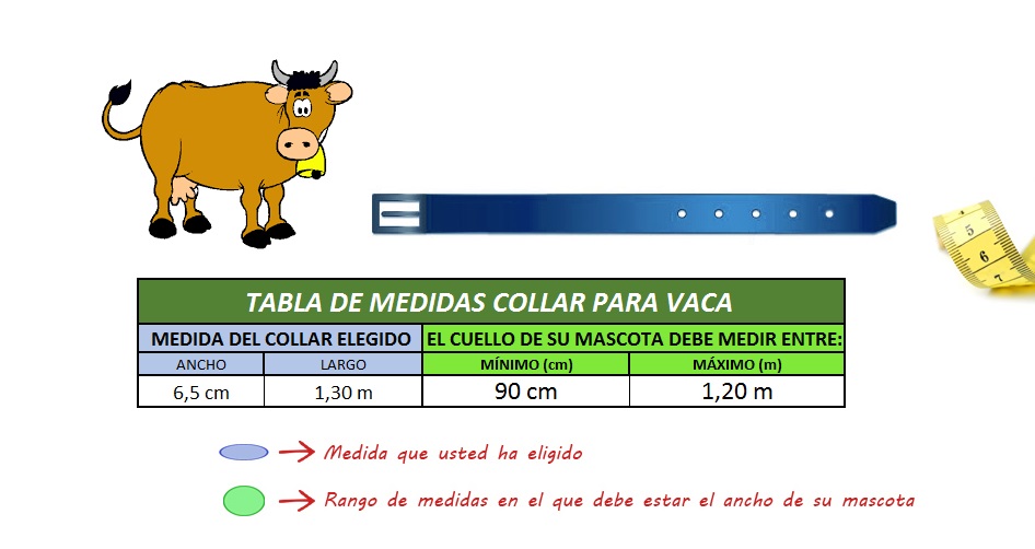 tabla medidas collar para vaca